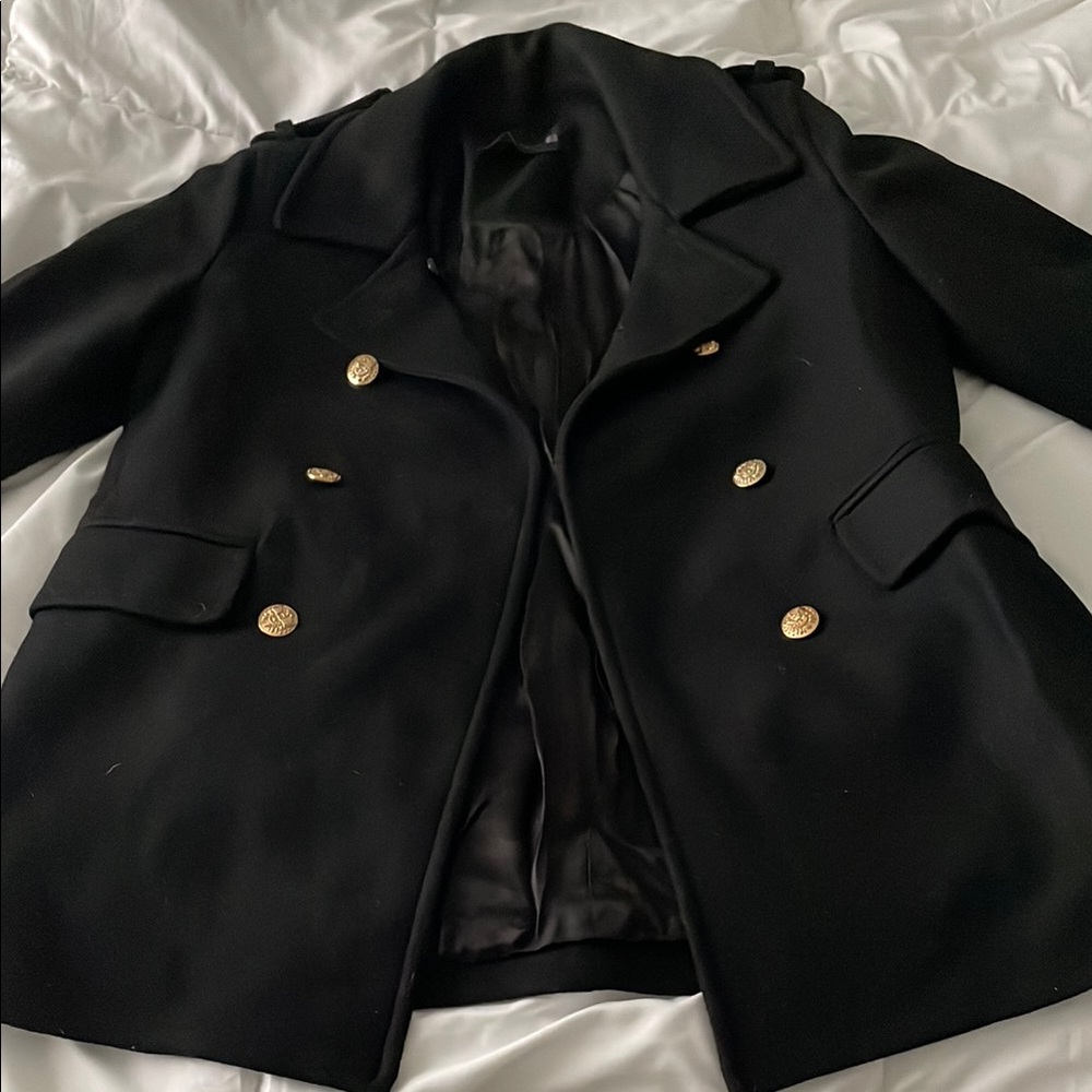 Elegant Black Double-Breasted Women's Coat